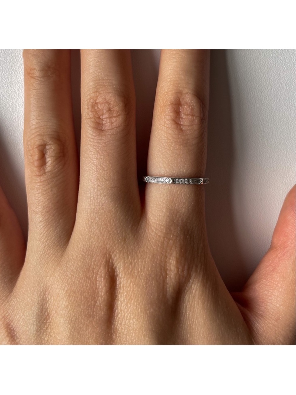 Delicate Sterling Silver Pavé Band Ring